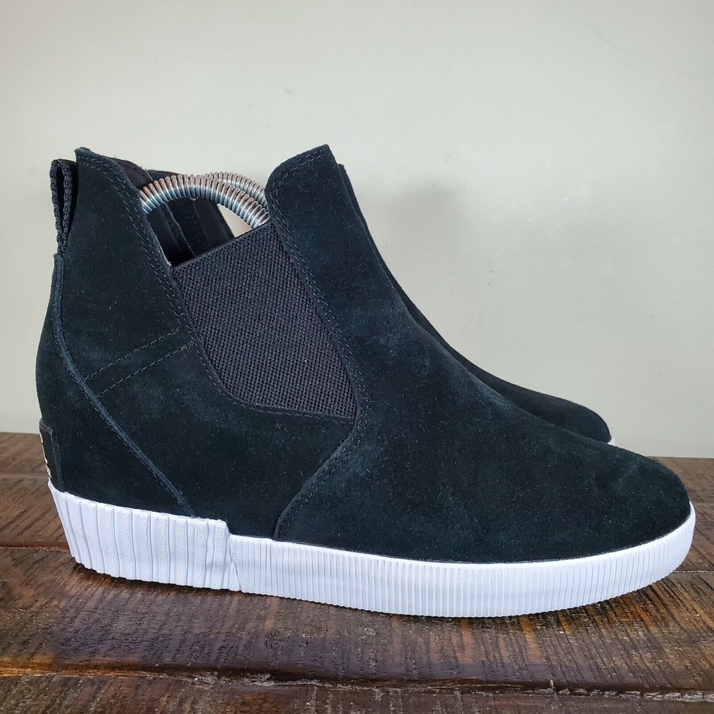Sorel Out N About Slip On Wedge Bootie Waterproof Womens 7 Black White